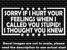 Sorry If I Hurt Your Feelings When I Called You Stupid Decal US Made US Made picture