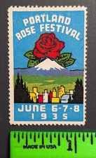 Vintage 1935 Portland Rose Festival Poster Stamp picture