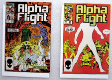 Lot - Alpha Flight #24 & #25 - 1985 Copper Age Marvel Comic - Byrne - Boarded picture