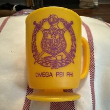 Vintage Omega Psi Phi Mug Cup 1970s Yellow Purple Fraternity picture