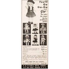 1957 A&H Gigi Doll Sleeping Walking Advertisement Toys Outfits Kids F7B picture