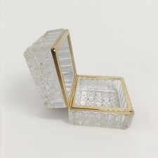 Vintage Baccarat Style Crystal Hinged Trinket Box Glass Jewelry Casket picture