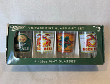 Miller Vintage Breweriana Pint Glass Gift Set, 4 x 16oz Pint Glasses picture