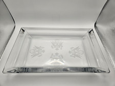 Vintage Great Seal of the US Etched Glass Dresser Valet Tray Ash Tray Key Holder picture