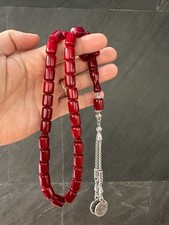 Red Barrel Prayer Beads 33 Islamic Tesbih Misbaha Tasbih – Handmade Rosary picture