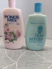 Vintage 1970s Ponds Milk Skin Cream & Vanda Beauty Blue Wonder Lotion Movie Prop picture