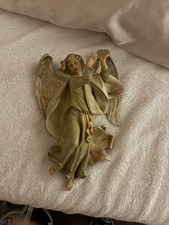 XL Fontanini Style Heavy Gilded Resin Angel Wall Hanging Italy 9in Tambourine picture