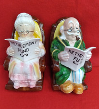 Vintage Lefton Grandpa & Grandma Retirement Fund Rocking Chair Piggy Banks 7