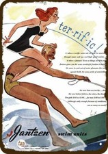 1945 JANTZEN Swim Suit Water Ski Vintage-Look-Edge DECORATIVE REPLICA METAL SIGN picture