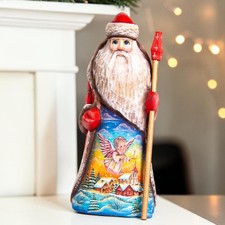 Hand Carved Russian Wooden Santa 9
