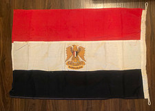 Vintage Egypt Flag Red White Black w/ Eagle of Saladin Emblem Hoist Loops picture