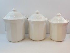 Set Of 3 Pfaltzgraff Heritage White Canisters Large Medium And Small With Lids picture
