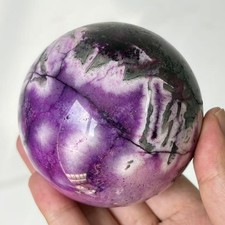 680g 79mm Natural Moss Agate Dyed Purple Sphere Crystal Ball Healing Decor picture