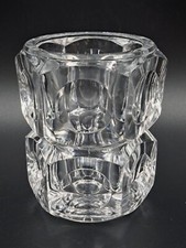 Vintage Czech Republic Elements Clear Crystal Block Thick Geometrical Vase picture