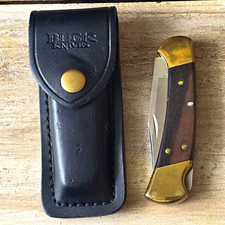 Vintage 1991 Buck 112 Ranger pocket knife lockback with leather sheath USA picture