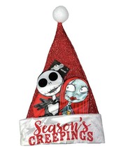 Nightmare Before Christmas Seasons Creepings Jack and Sally Santa Hat Pack of 3 picture