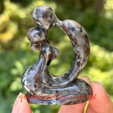 Natural Yooperlite Couple Statue Carved Crystal Skull Love Sculpture Decor 1pc picture
