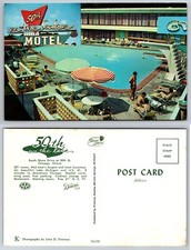 50th On The Lake Motel Pool Scene Chicago Illinois IL Postcard picture