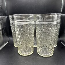 5 VTG Anchor Hocking Cut Diamond Quilted Pattern Clear Glass Tumblers picture
