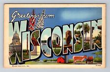WI-Wisconsin, General Greetings, Large Letter, Vintage Postcard picture