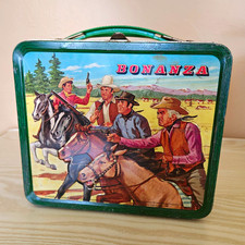 Vintage 1963 Bonanza Metal Lunchbox By Aladdin Ind. With Thermos Bracket Clean picture