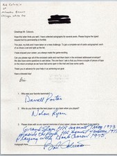 Bob Coluccio Autographed Signed Letter with Nolan Ryan Memories picture