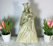 Antique Flanders Chalkware madonna statue signed religious picture