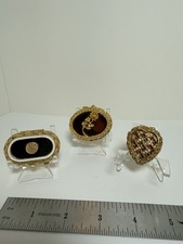Vintage Solid Perfume Compact set by Max Factor, Oval Ormolu & Schiaparelli -457 picture