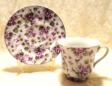 DARICE TEA CUP AND SAUCER PURPLE VIOLETS🌸 picture
