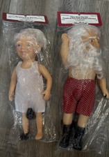 Vintage 1992 Fibre Craft Santa Mrs Claus Music Box Dolls 3197 3203 Lot of 2 picture
