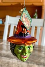 Old World Christmas Witch Ornament Green Face Blown Glass Halloween OWC picture