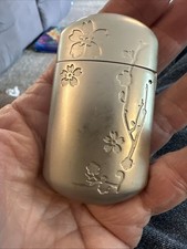 Title: Vintage Art Nouveau Style Silver Tone Flip Top Pocket Ashtray picture