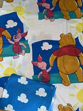 2 Pc Vtg 90s Disney Winnie the Pooh & Piglet Twin Flat Fitted  Sheet  Set Fabric picture