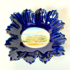 ROCHESTER PA - OHIO RIVER BRIDGE - Souvenir Porcelain Cobalt Trinket DISH PLATE picture