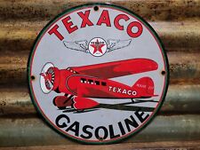 VINTAGE TEXACO PORCELAIN SIGN AVIATION GASOLINE FUEL AIRPLANE MOTOR OIL SERVICE picture
