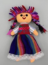 Beautiful Rag Doll Cloth HandmadeColorful Folk Art 9 Inch picture