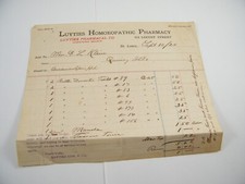 1920 LUYTIES HOMEOPATHIC PHARMACY  INVOICE TO G. L. KLEIN  QUINCY ILLINOIS picture