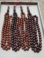 4 pcs Premium Sumatra Amber Prayer Beads — Tasbih Natural Round Beads, Genuine I picture