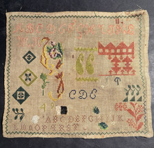 Small Mid 19th Century Embroidery Sampler Unframed 1849 As Found picture