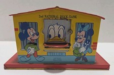 Vintage 1950's J.Chein Walt Disney 2nd National Duck Bank Mechanical Tin Mickey picture