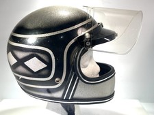 Vtg Grant RG-9 Full Face Motorcycle Helmet  Silver Metal Flake Flip Shield Read picture