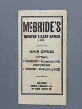 1957 McBRIDE's THEATRE TICKETS New York City BROADWAY & More Brochure Vintage picture