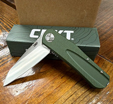 CRKT K.I.S.S. Green G10 Manual Frame Lock Drop Point Plain Edge Pocket Clip picture