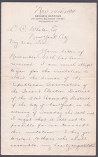BENJAMIN HARRISON - MANUSCRIPT LETTER SIGNED 11/14/1894 picture