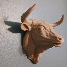 Vintage Bull Head Wall Hanging Head Mount Bust Heavy Thick Resin Farm Decor picture
