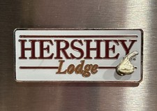 Vintage Hershey’s Lodge W/ Spring Hershey Kiss Rare Refrigerator Magnet Metal 2” picture