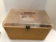 Vintage Wil-Hold Sewing Box Gold With Clear Top 3 Trays & 4 Pair Pinking Shears picture
