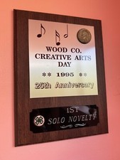 1995 4-H Wood County Creative Arts Day Wisconsin 1st Solo Novelty Award Plaque picture