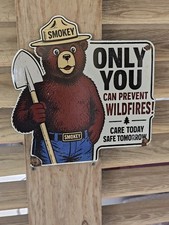 ORIGINAL 1950'S VINTAGE SMOKEY THE BEAR PORCELAIN SIGN  picture