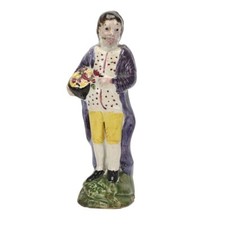 Antique Georgian 18th Century Prattware Staffordshire Boy Young Man Figure picture